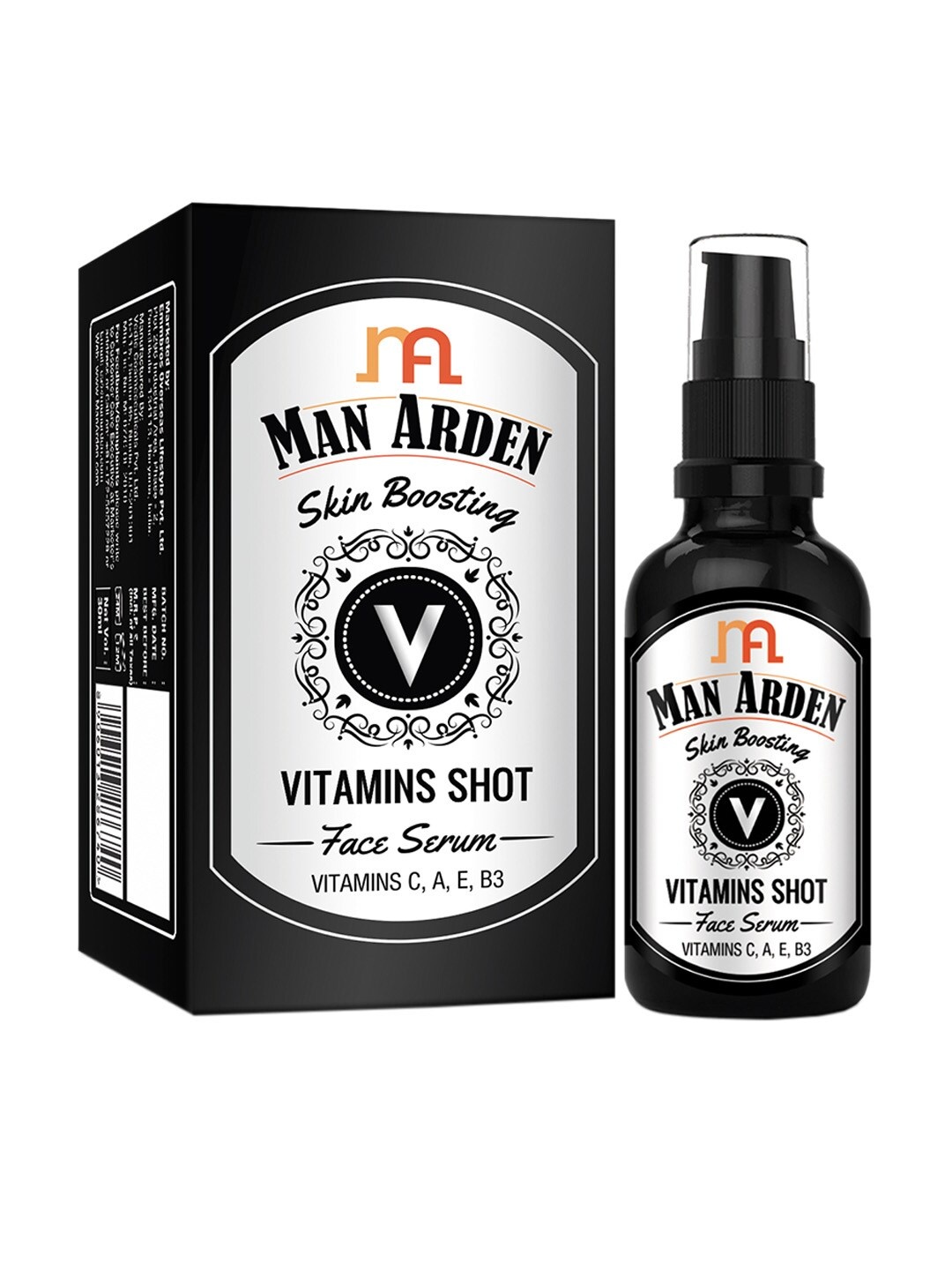 

Man Arden Men Skin Boosting Vitamins Shot Face Serum 30 ml, Black