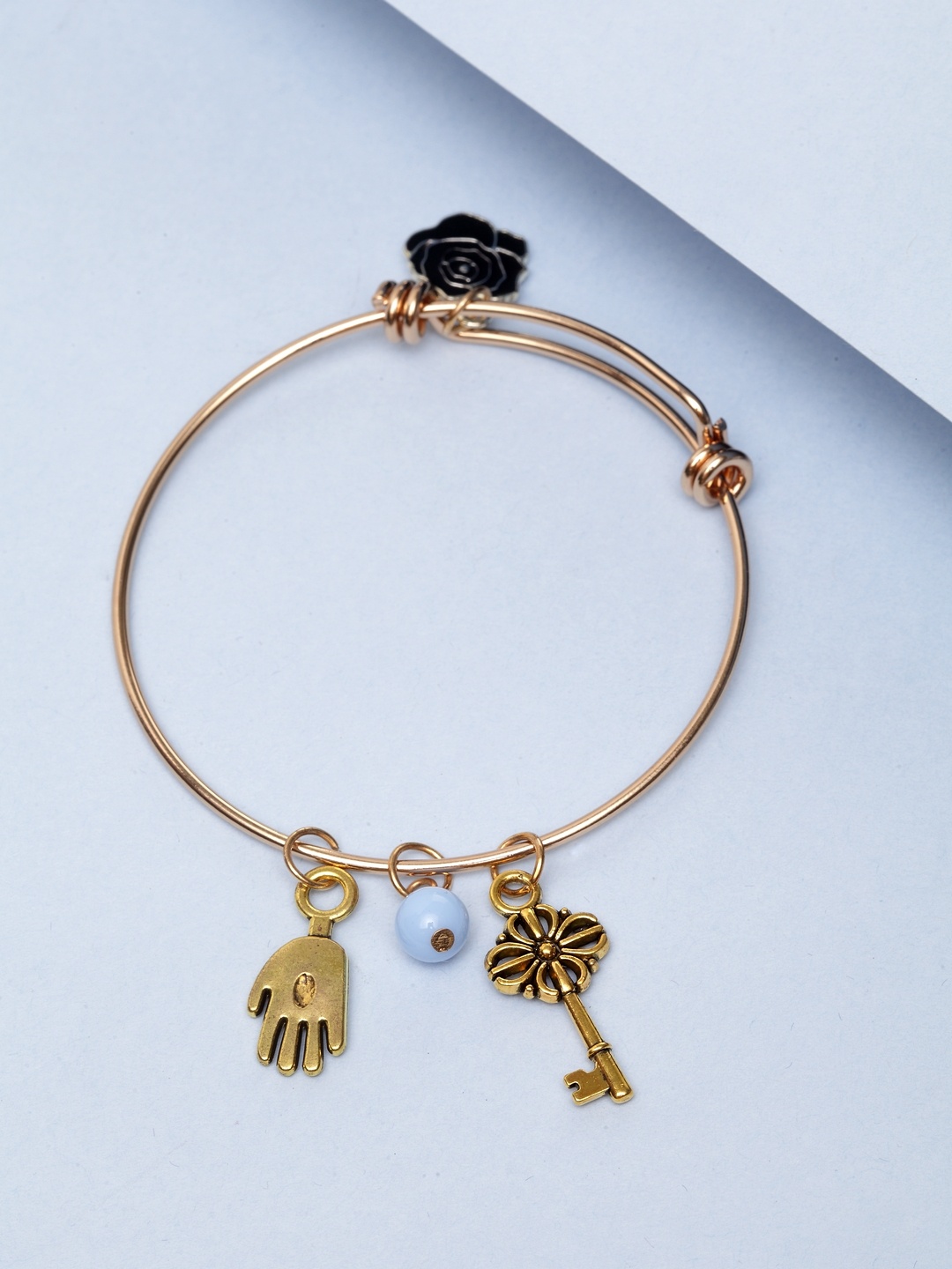 

PANASH Gold_Plated Turquoise Blue Pearls Handcrafted Charm Braclet