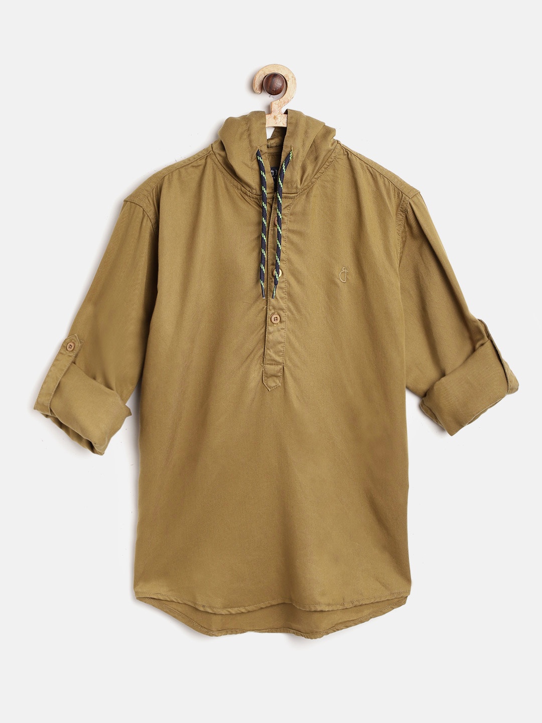 

Gini and Jony Boys Olive Brown Solid Regular Fit Casual Shirt