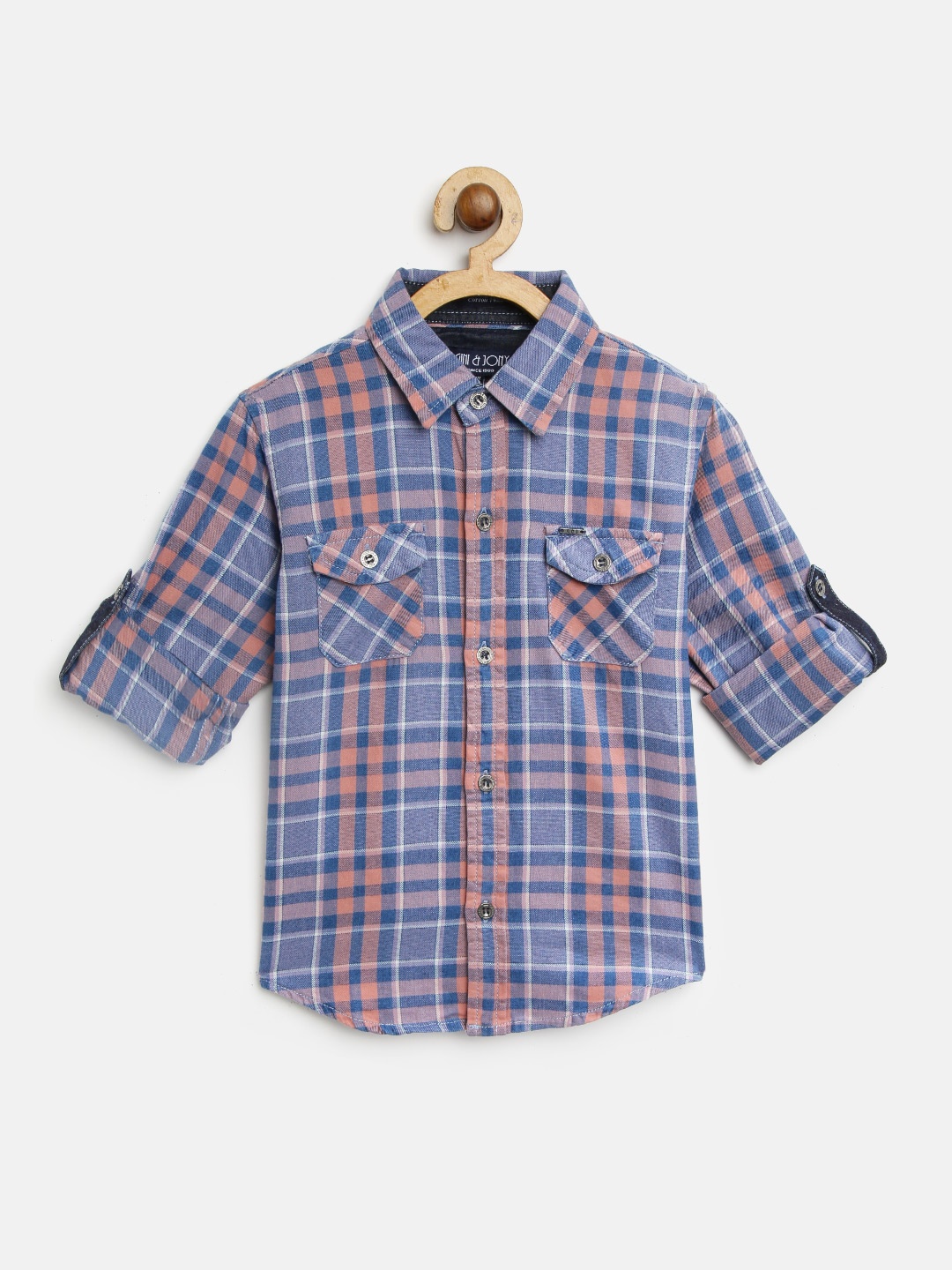 

Gini and Jony Boys Blue & Pink Regular Fit Checked Casual Shirt