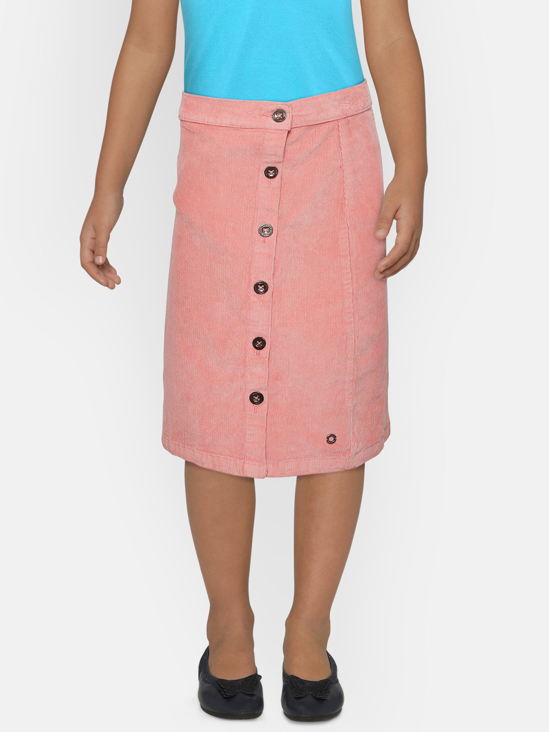 

Gini and Jony Girls Pink Solid Corduroy Straight Skirt