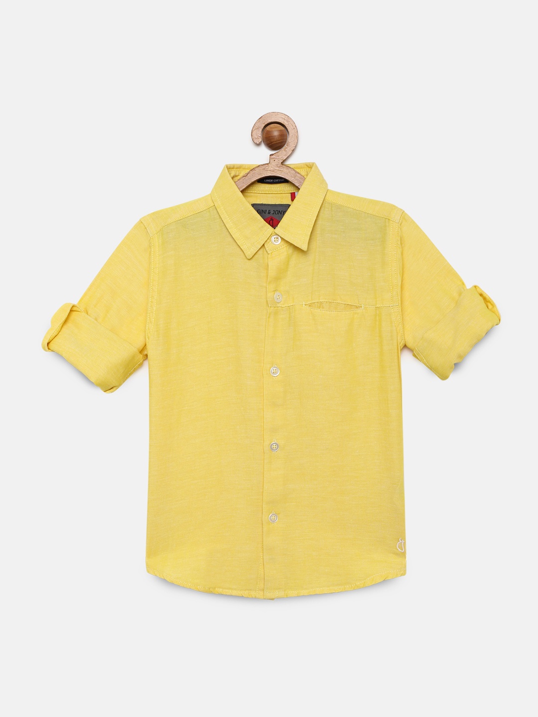 

Gini and Jony Boys Yellow Regular Fit Solid Casual Shirt