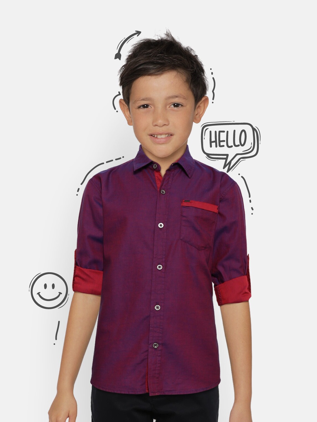 

Gini and Jony Boys Purple Regular Fit Dual Toned Solid Casual Shirt