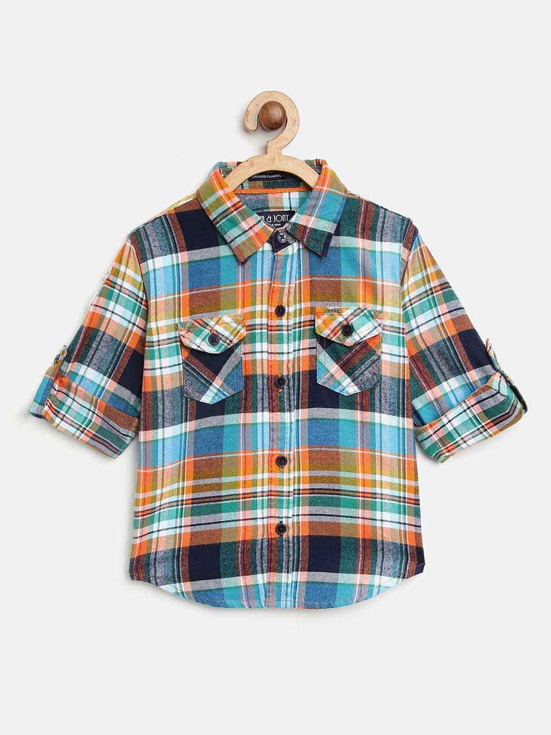 

Gini and Jony Boys Blue & Orange Regular Fit Checked Casual Shirt