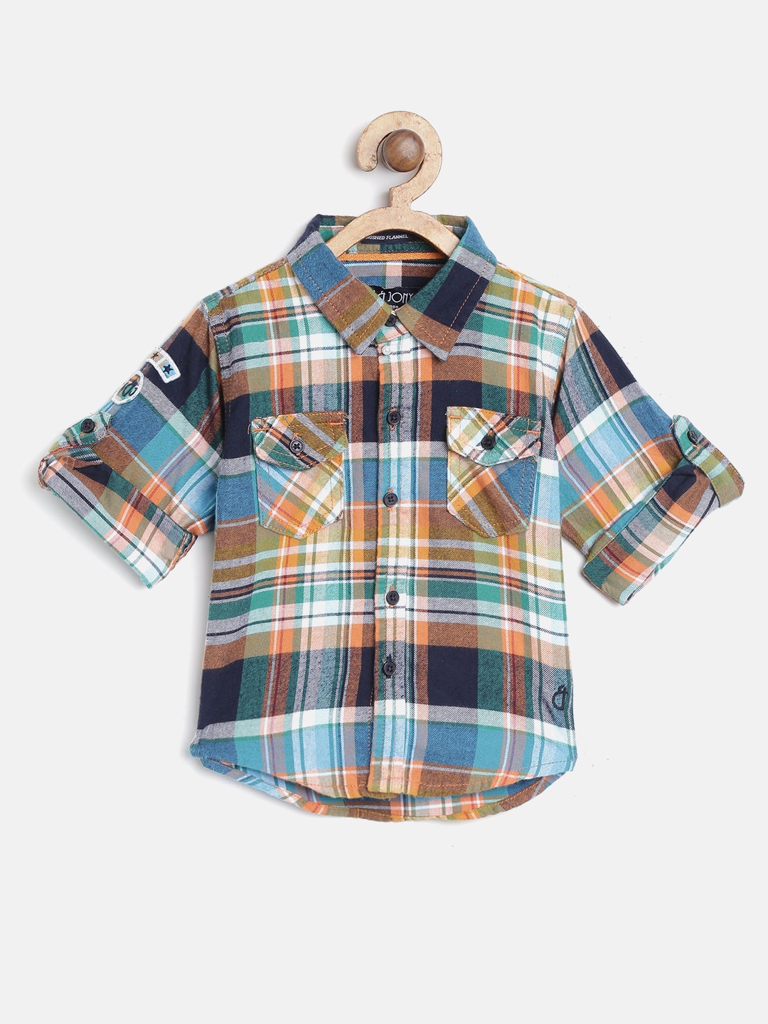 

Gini and Jony Boys Blue & Orange Regular Fit Checked Casual Shirt