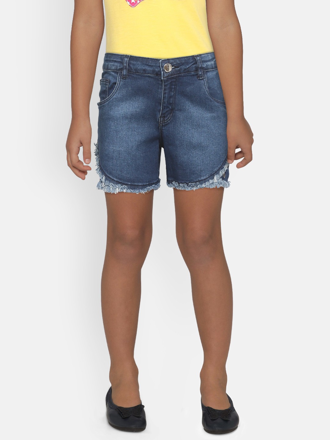 

Gini and Jony Girls Navy Blue Washed Regular Fit Denim Shorts