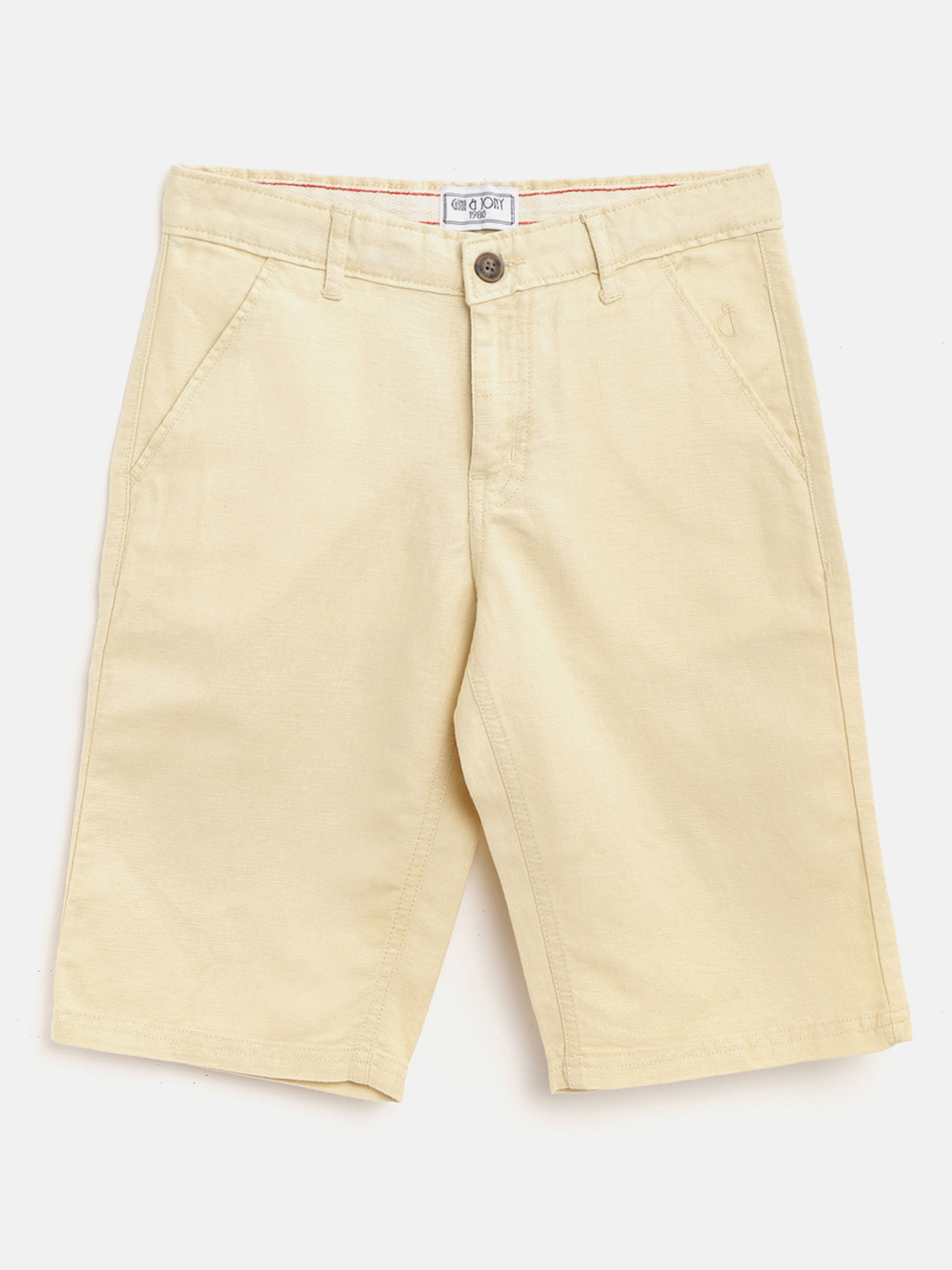 

Gini and Jony Boys Cream-Coloured Solid Classic Fit Regular Shorts