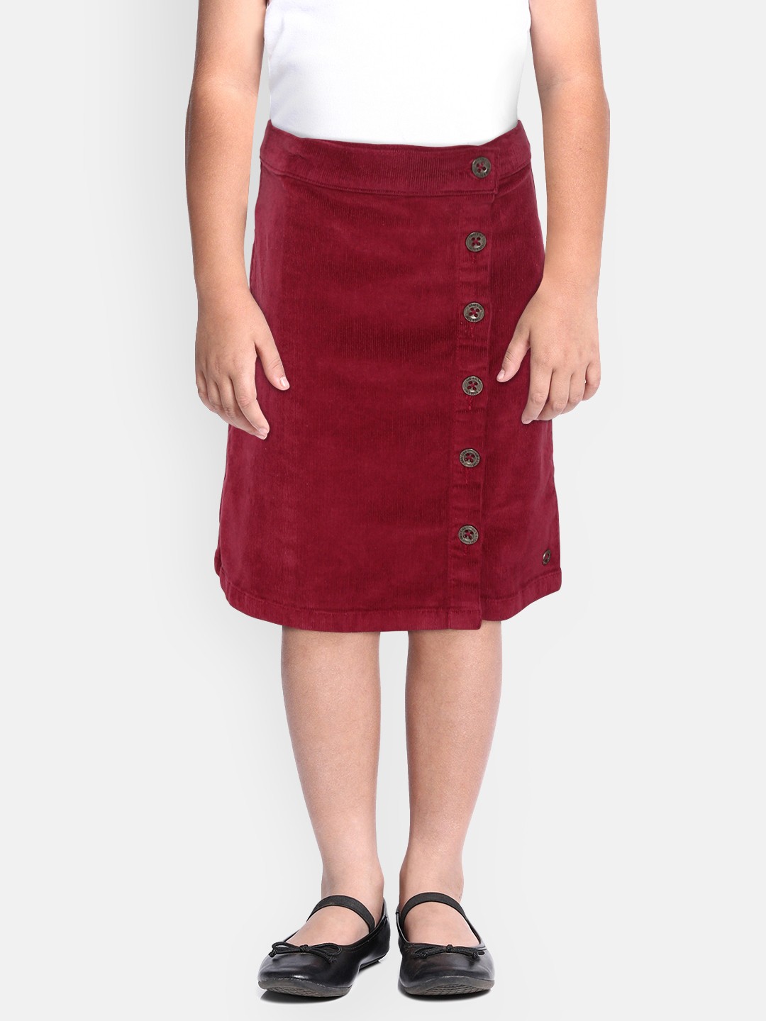 

Gini and Jony Girls Maroon Solid Corduroy Wrap Skirt
