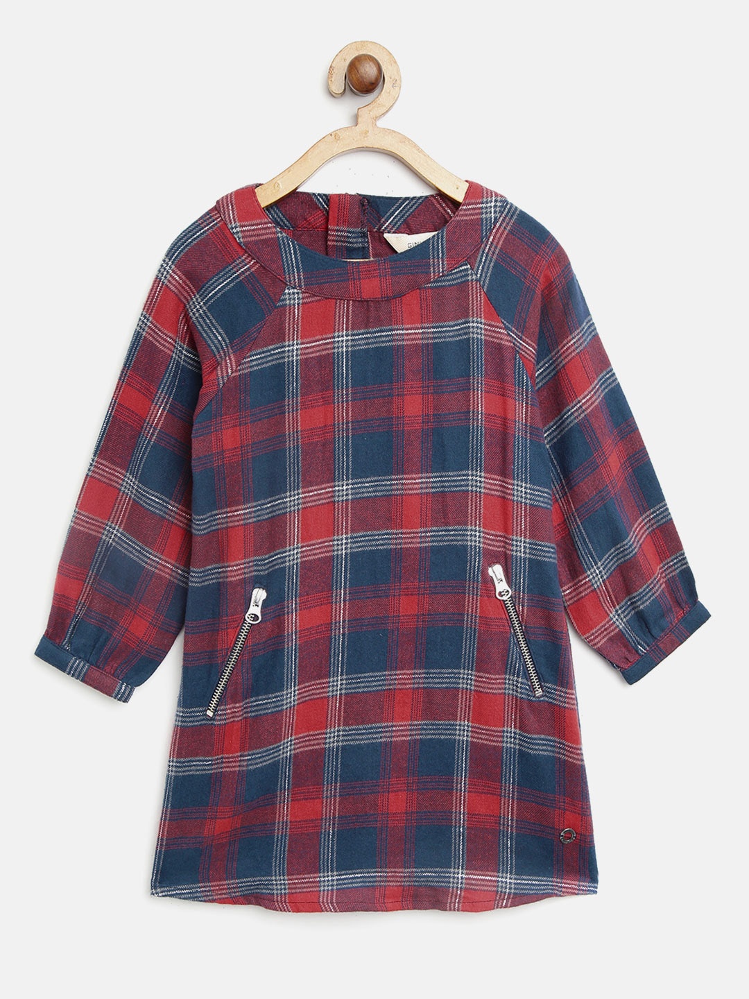 

Gini and Jony Girls Red and Navy Blue Checked Red Shift Dress