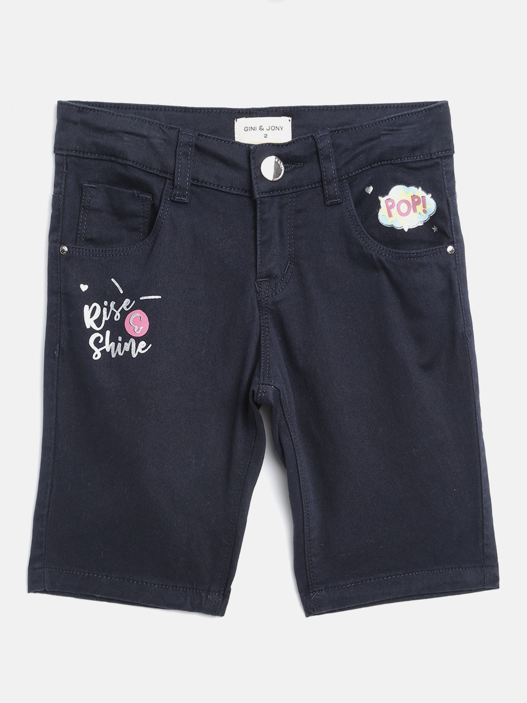 

Gini and Jony Girls Navy Solid Regular Fit Capris, Navy blue