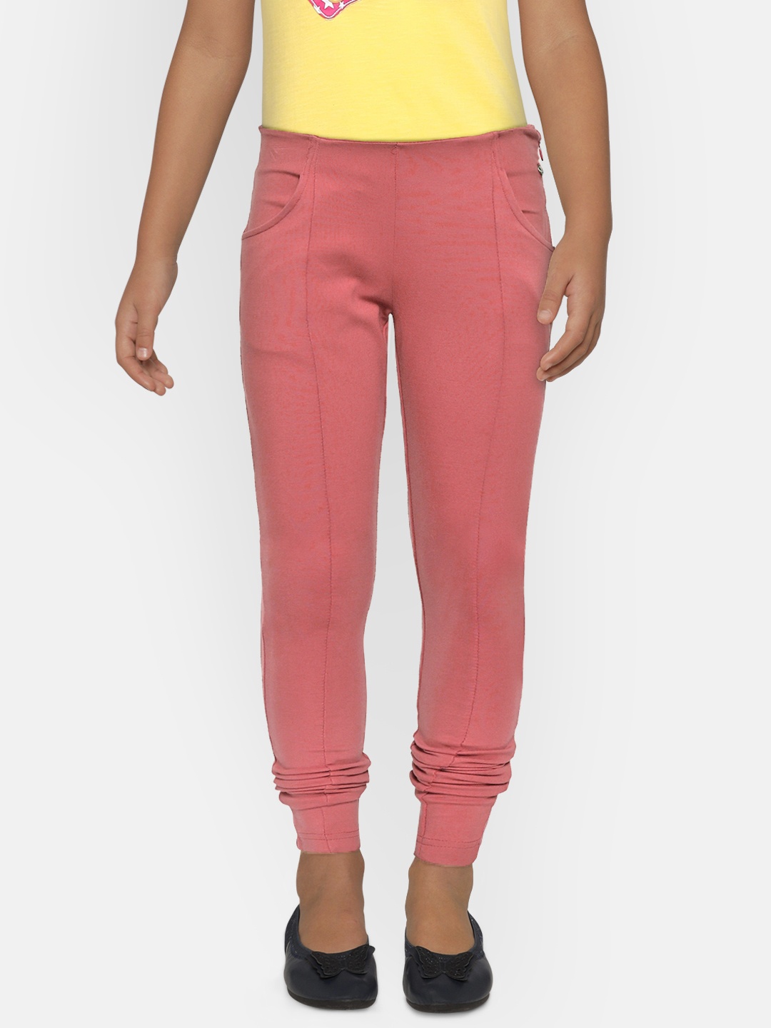 

Gini and Jony Girls Pink Solid Treggings