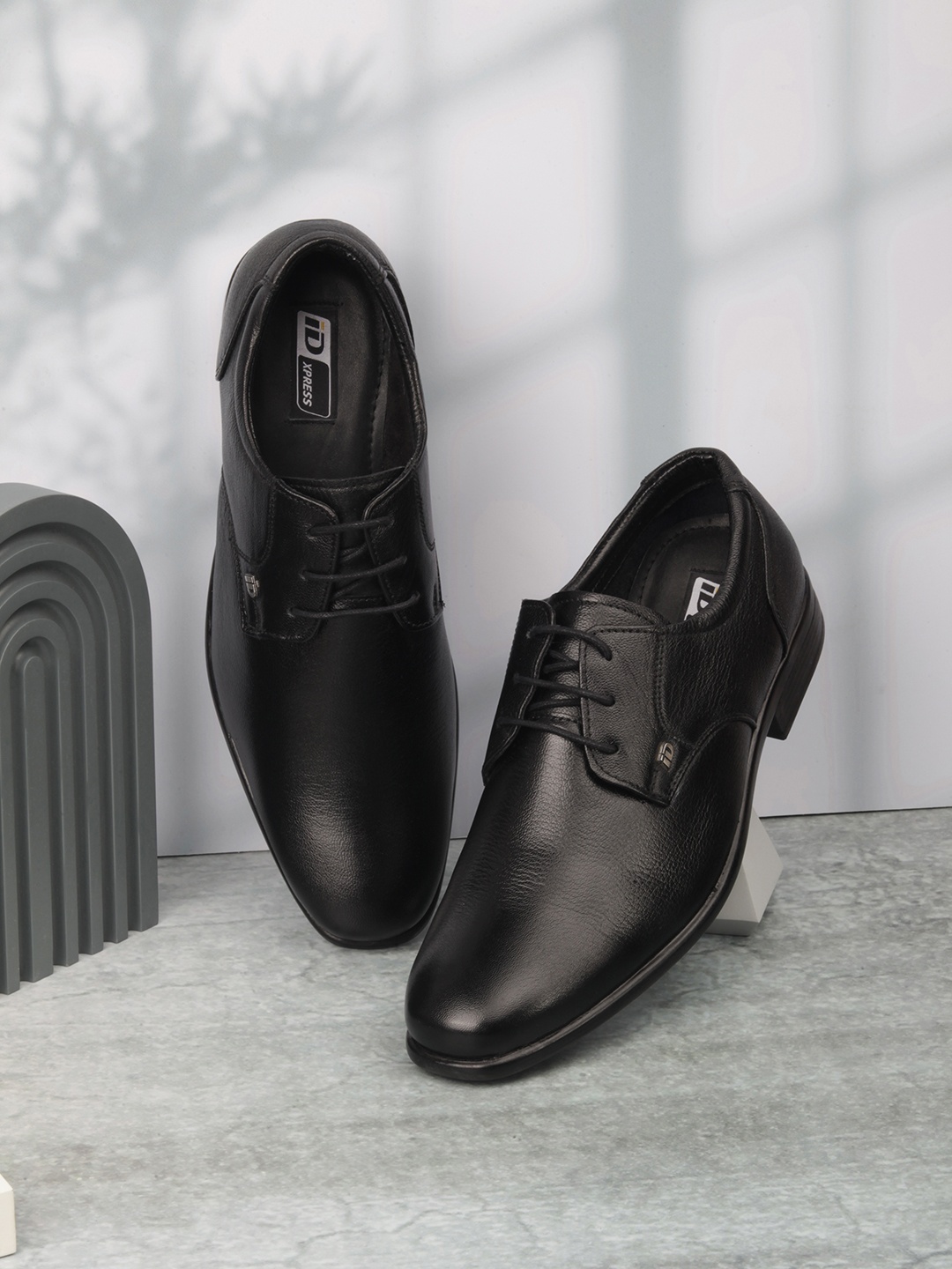 

ID Men Black Leather Formal Derbys