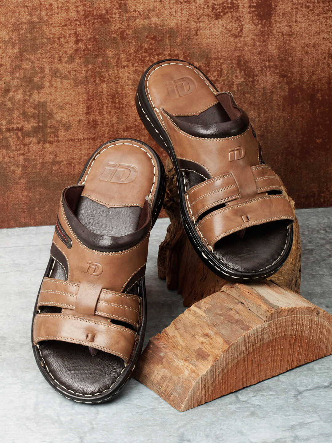 

ID Men Leather Sandals, Brown