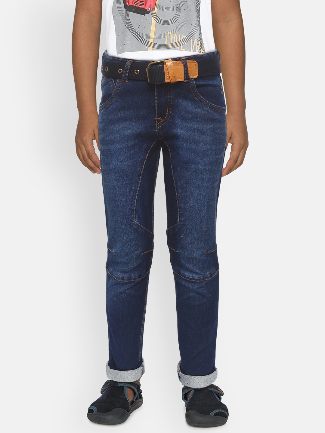 

Gini and Jony Boys Navy Blue Slim Fit Mid-Rise Clean Look Stretchable Jeans