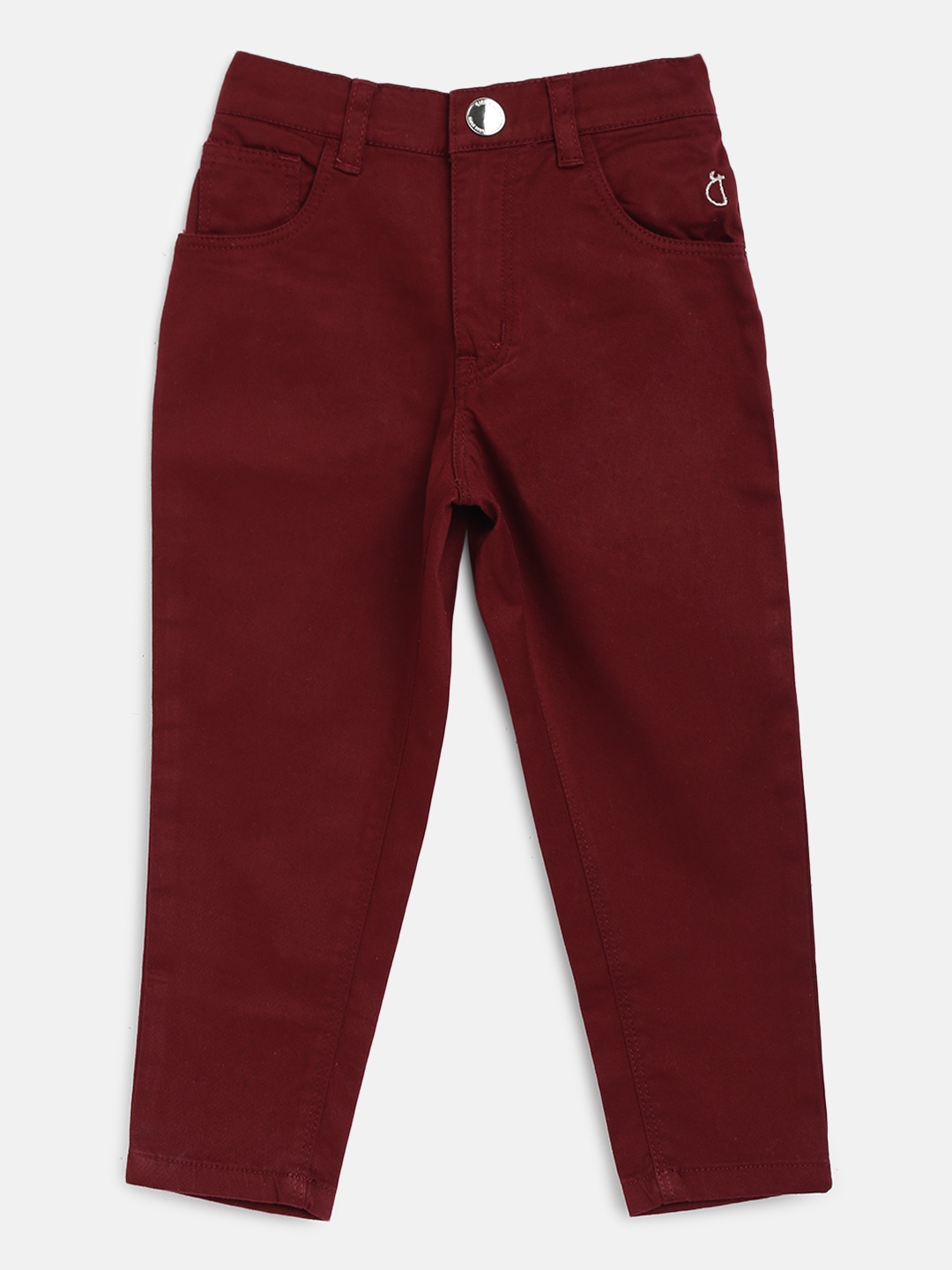 

Gini and Jony Girls Maroon Regular Fit Solid Regular Fit Trousers