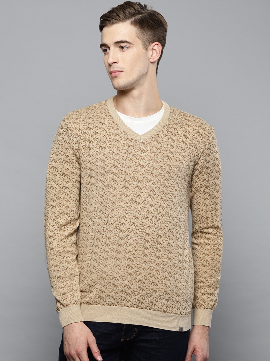 

Louis Philippe Sport Men Beige & Brown Printed Sweater