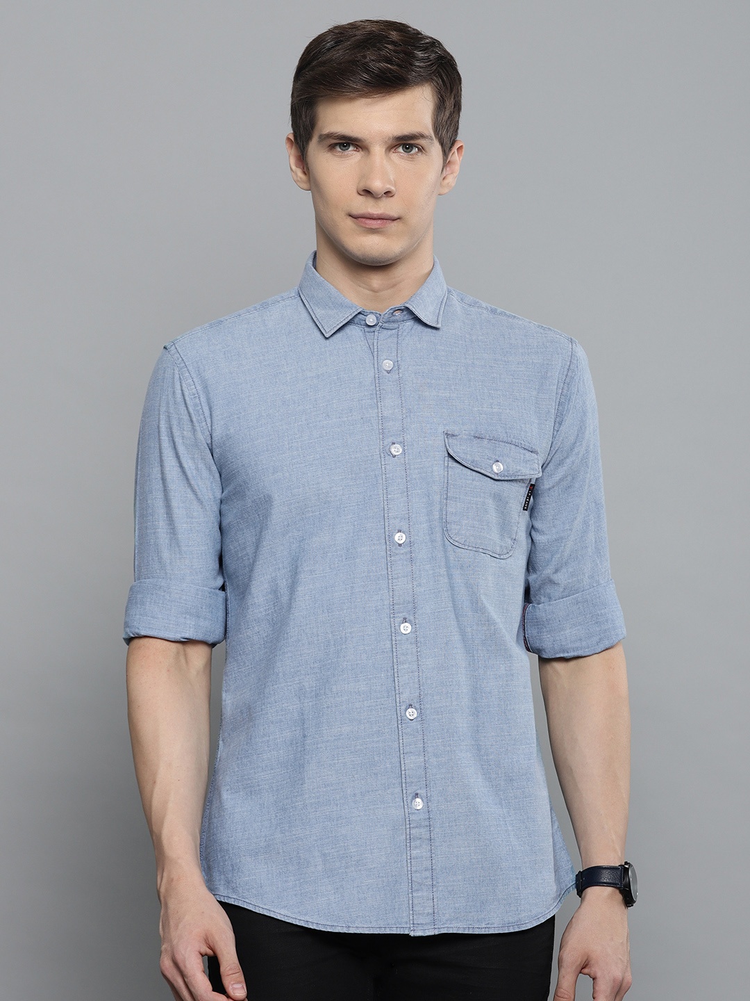 

Louis Philippe Jeans Men Blue Slim Fit Faded Casual Shirt