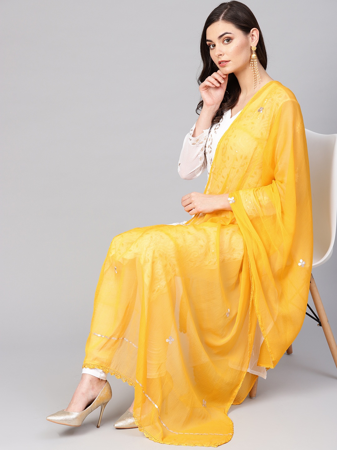 

Saadgi Mustard Yellow Gotta Patti Work Dupatta