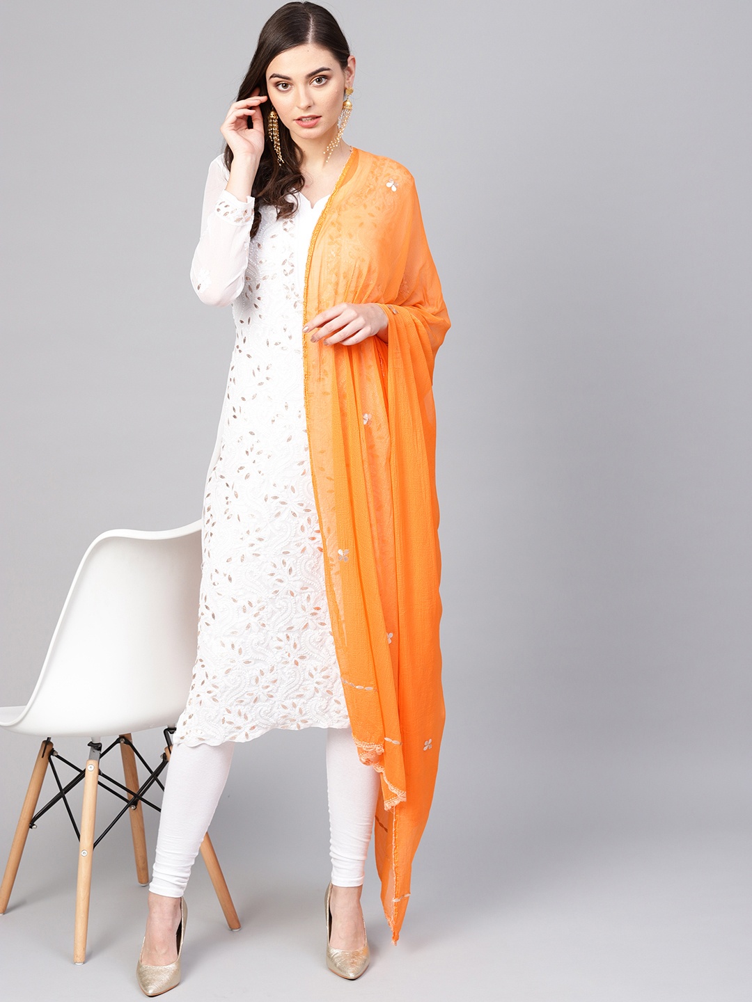 

Saadgi Orange Gotta Patti Work Dupatta