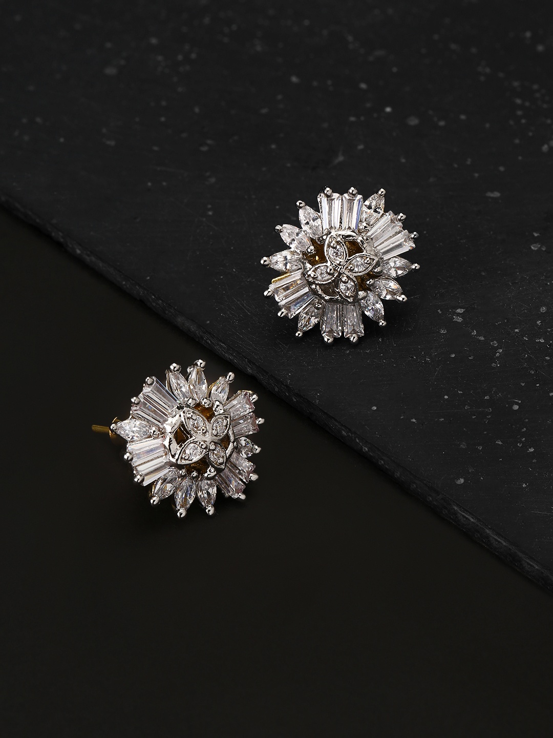 

Priyaasi Gold-Plated CZ Studded Floral Studs