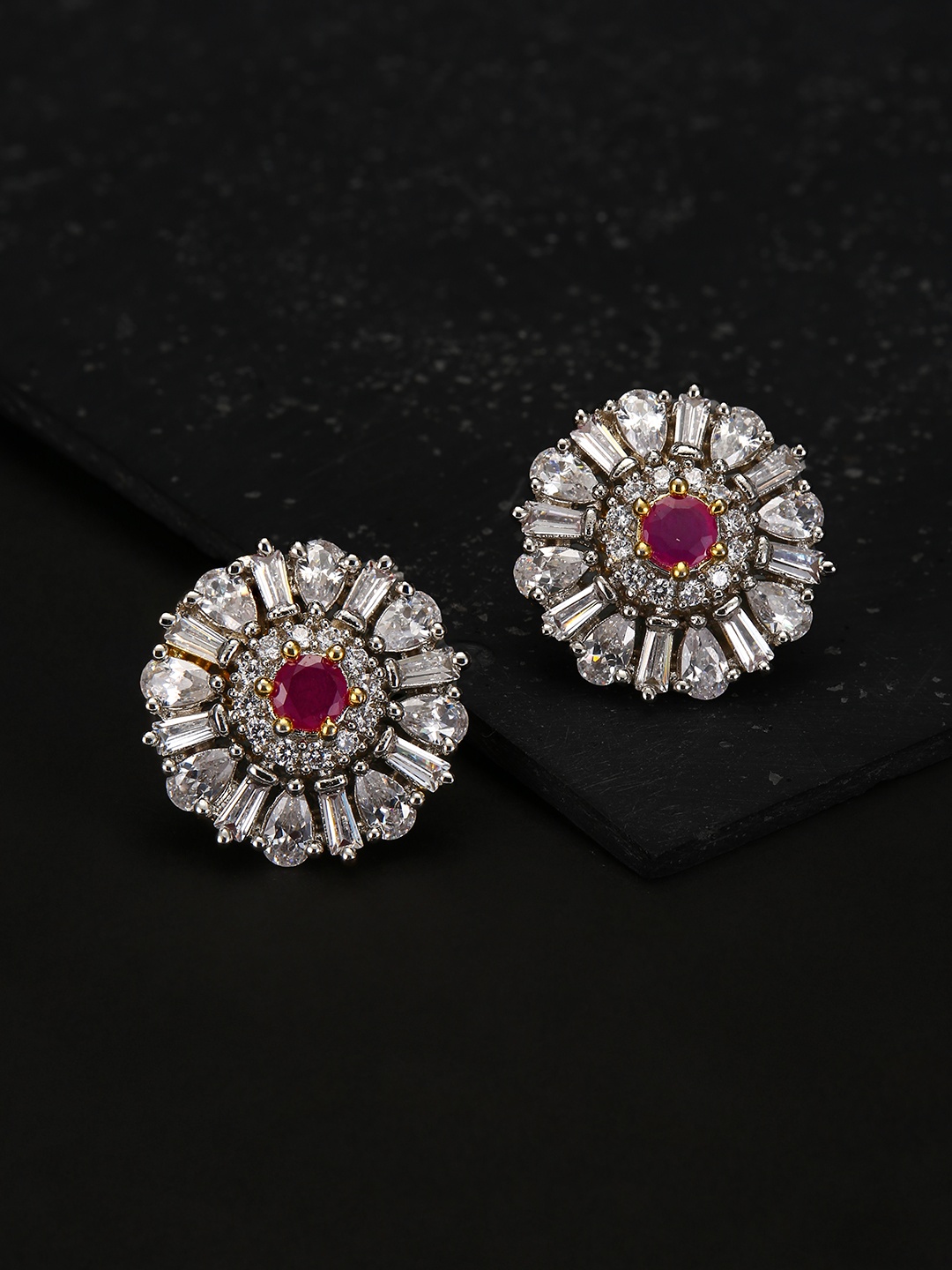 

Priyaasi Magenta Gold-Plated Circular AD Studs