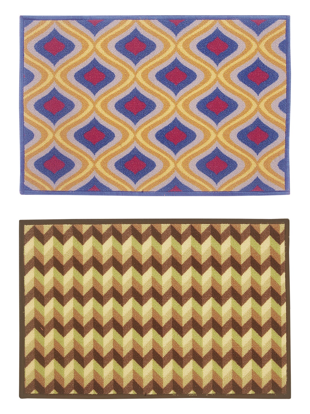 

BIANCA Set of 2 Patterned Anti-Skid Doormats, Brown