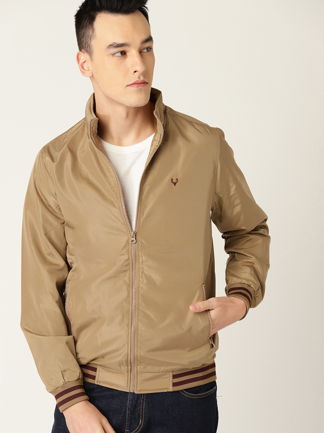 

Allen Solly Sport Men Khaki Solid Bomber Jacket