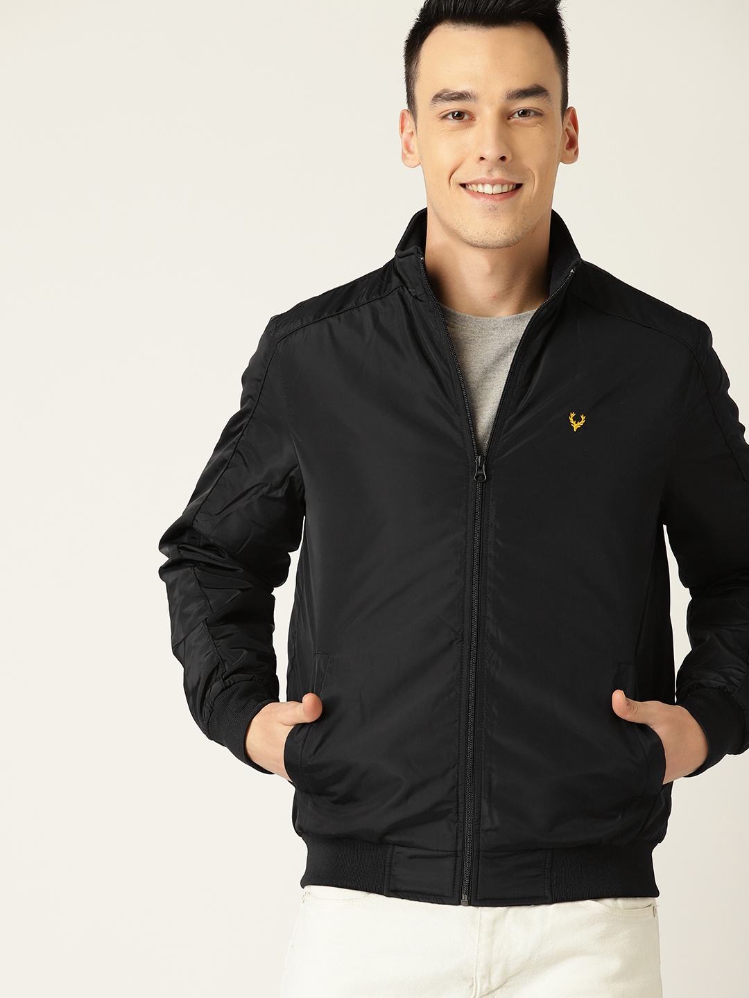 

Allen Solly Sport Men Black Solid Bomber Jacket