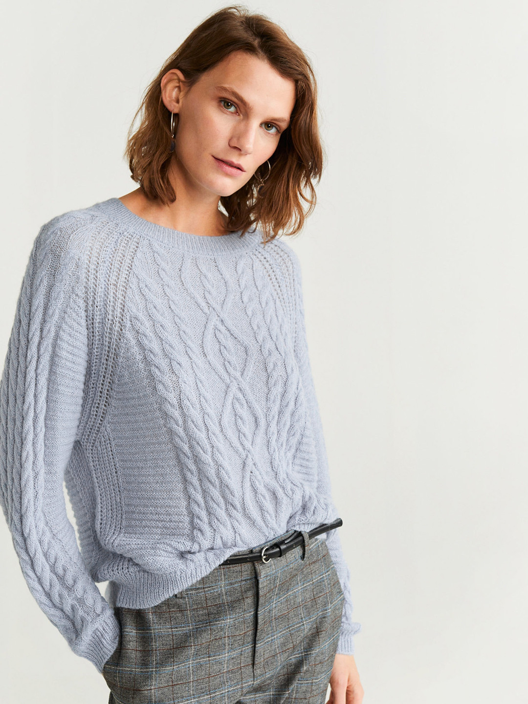 

MANGO Women Blue Self Design Sweater