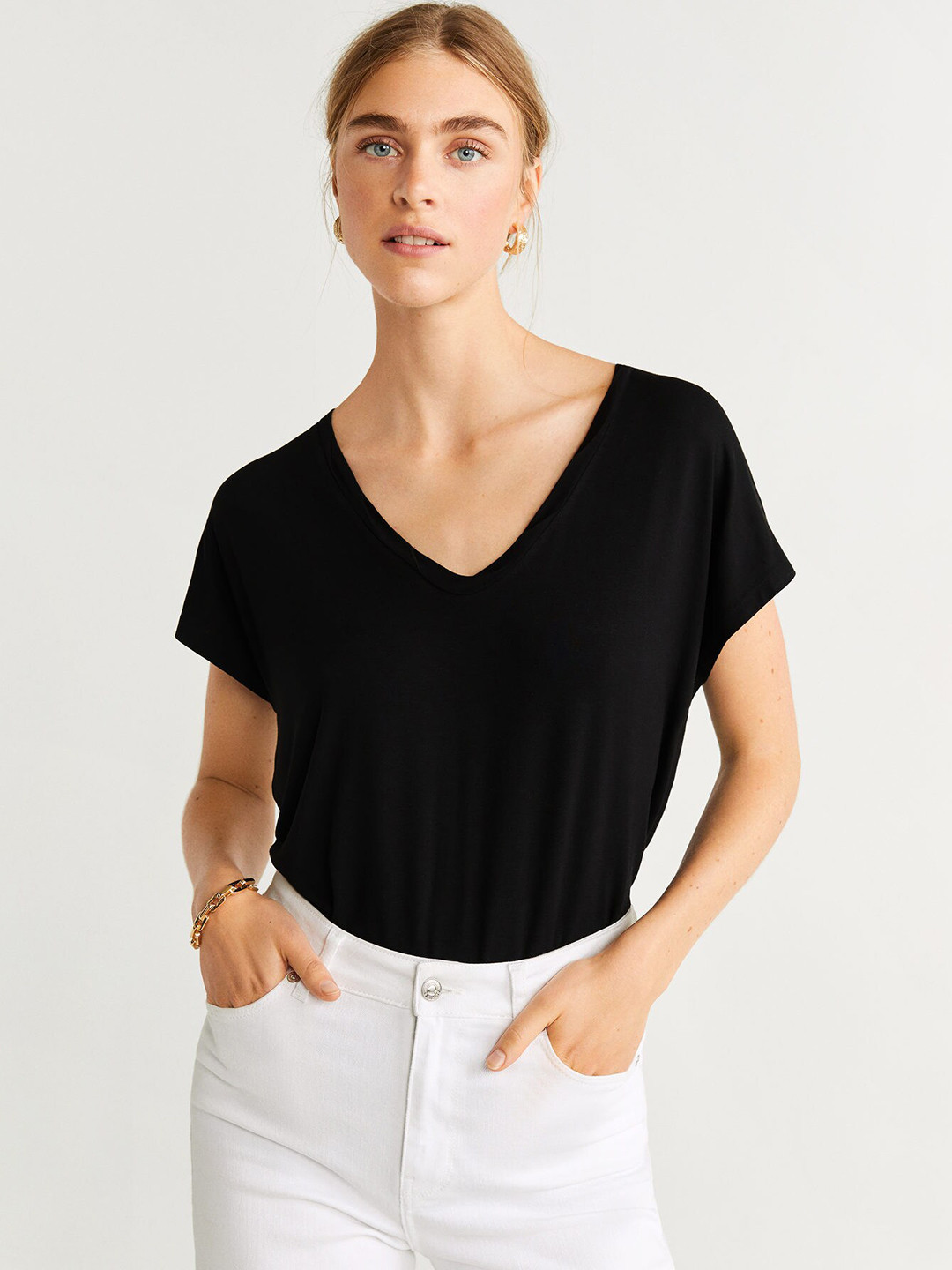 

MANGO Women Black Solid Top