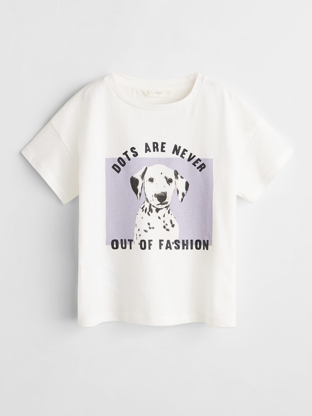 

Mango Kids Girls White & Lavender Printed Round Neck T-shirt