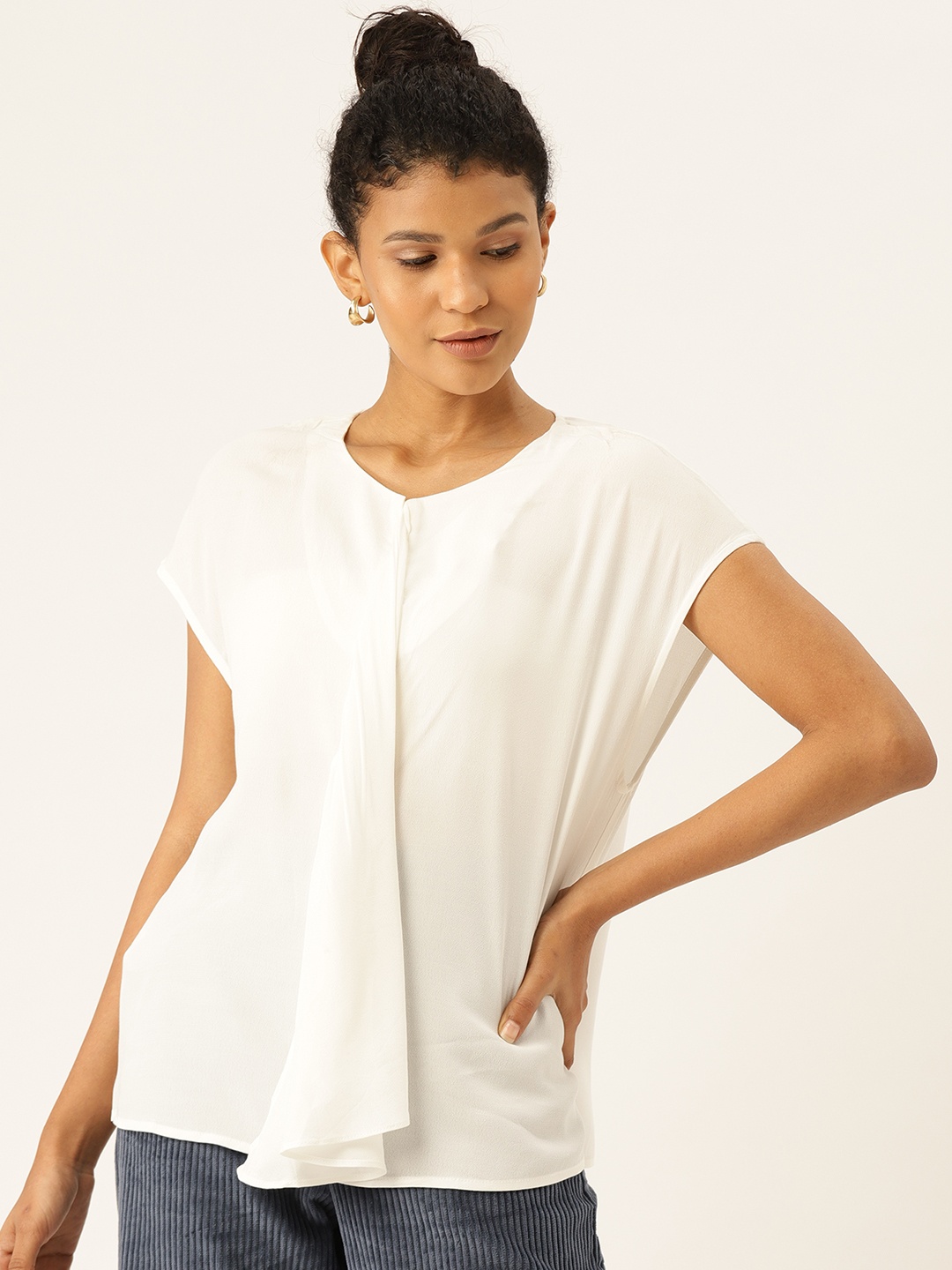 

MANGO Women White Solid Top