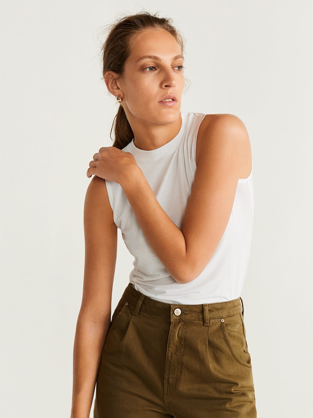 

MANGO Women White Solid Top