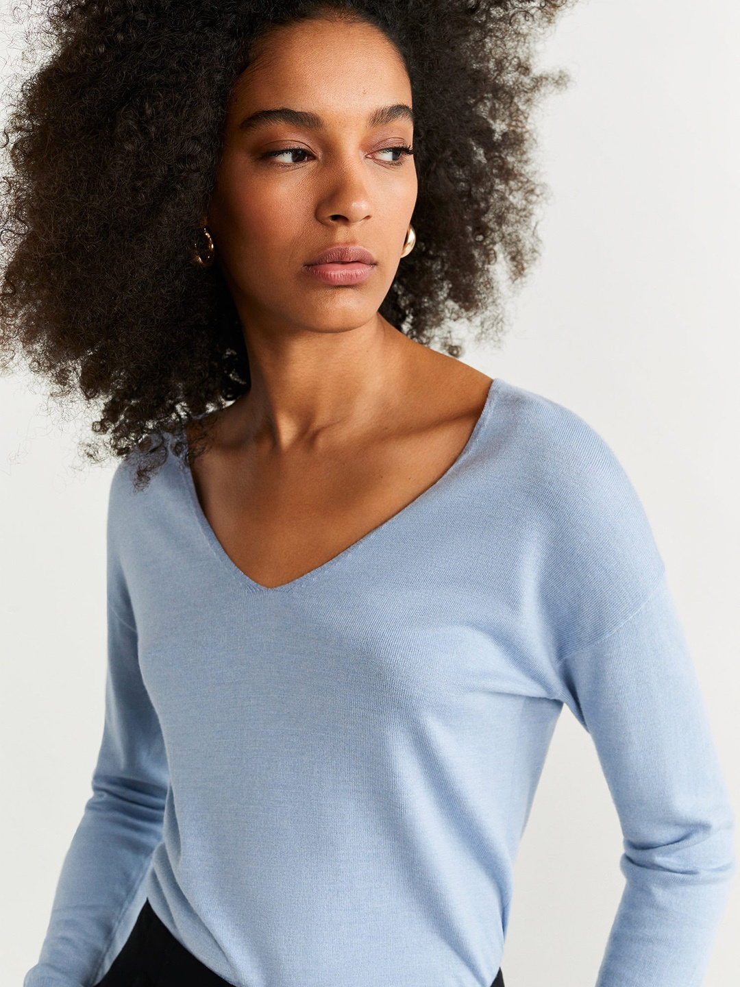 

MANGO Women Blue Solid Sweater