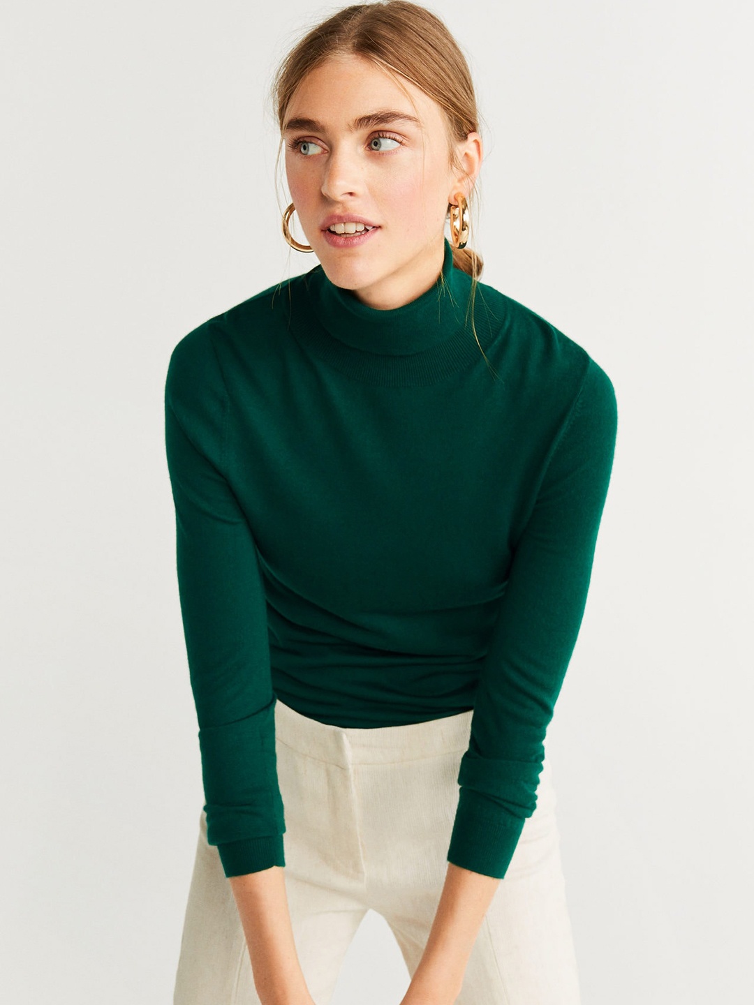 

MANGO Women Green Solid Sweater
