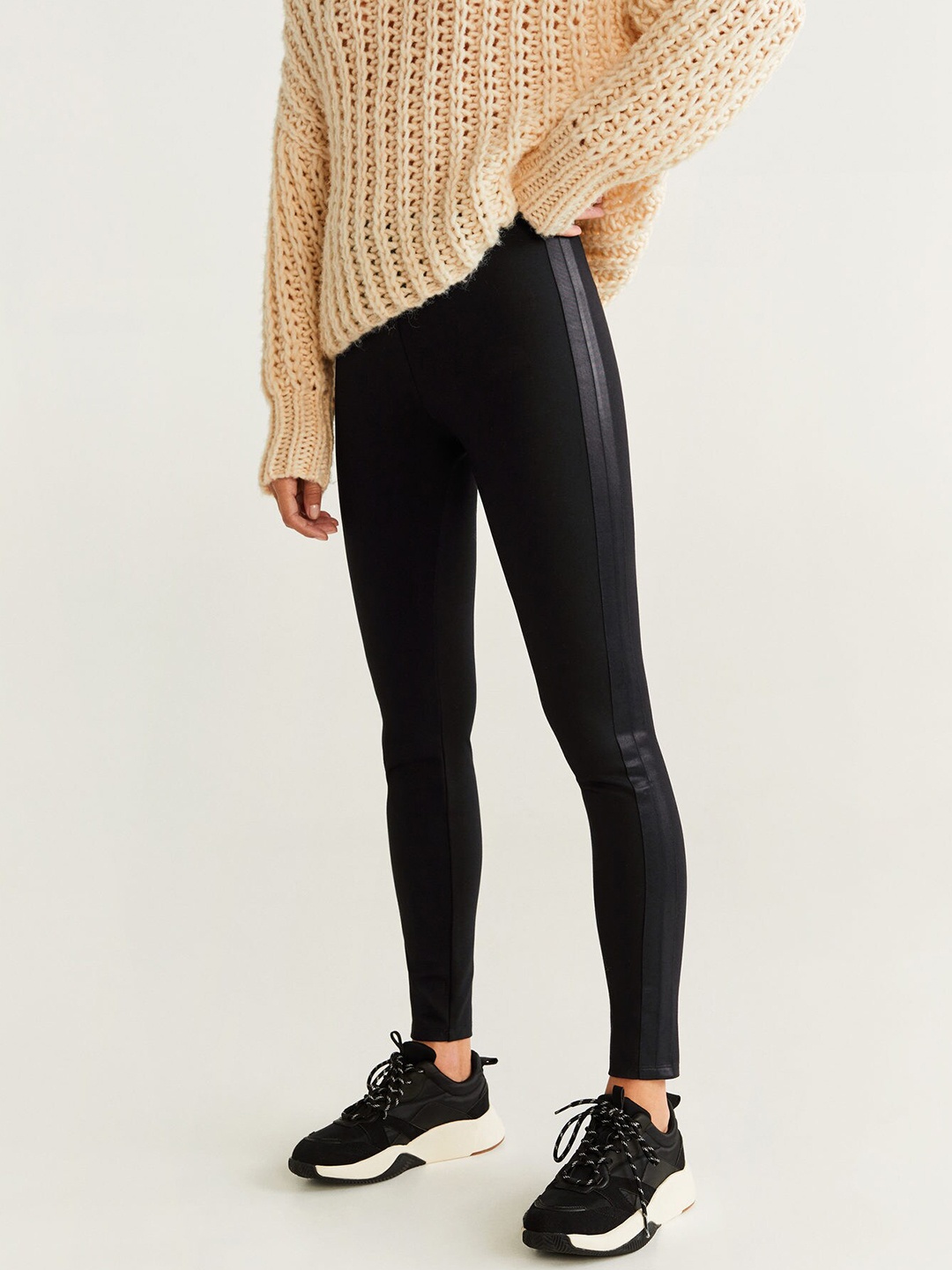 

MANGO Women Black Solid Treggings