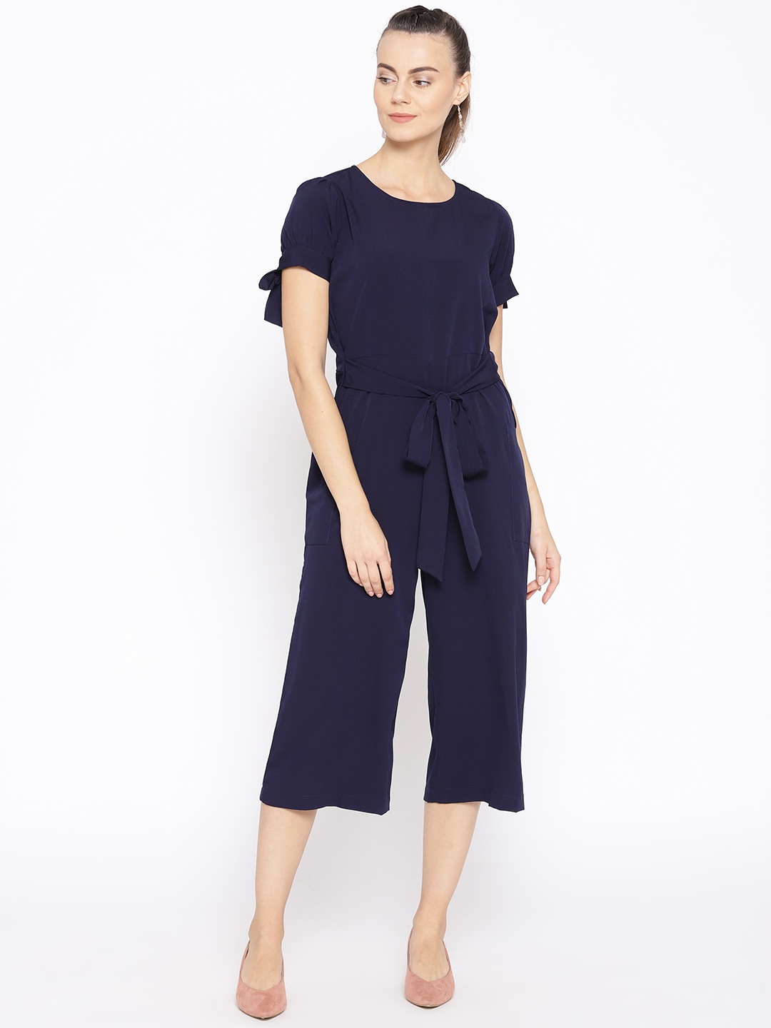 

Cottinfab Women Navy Blue Solid Culotte Jumpsuit