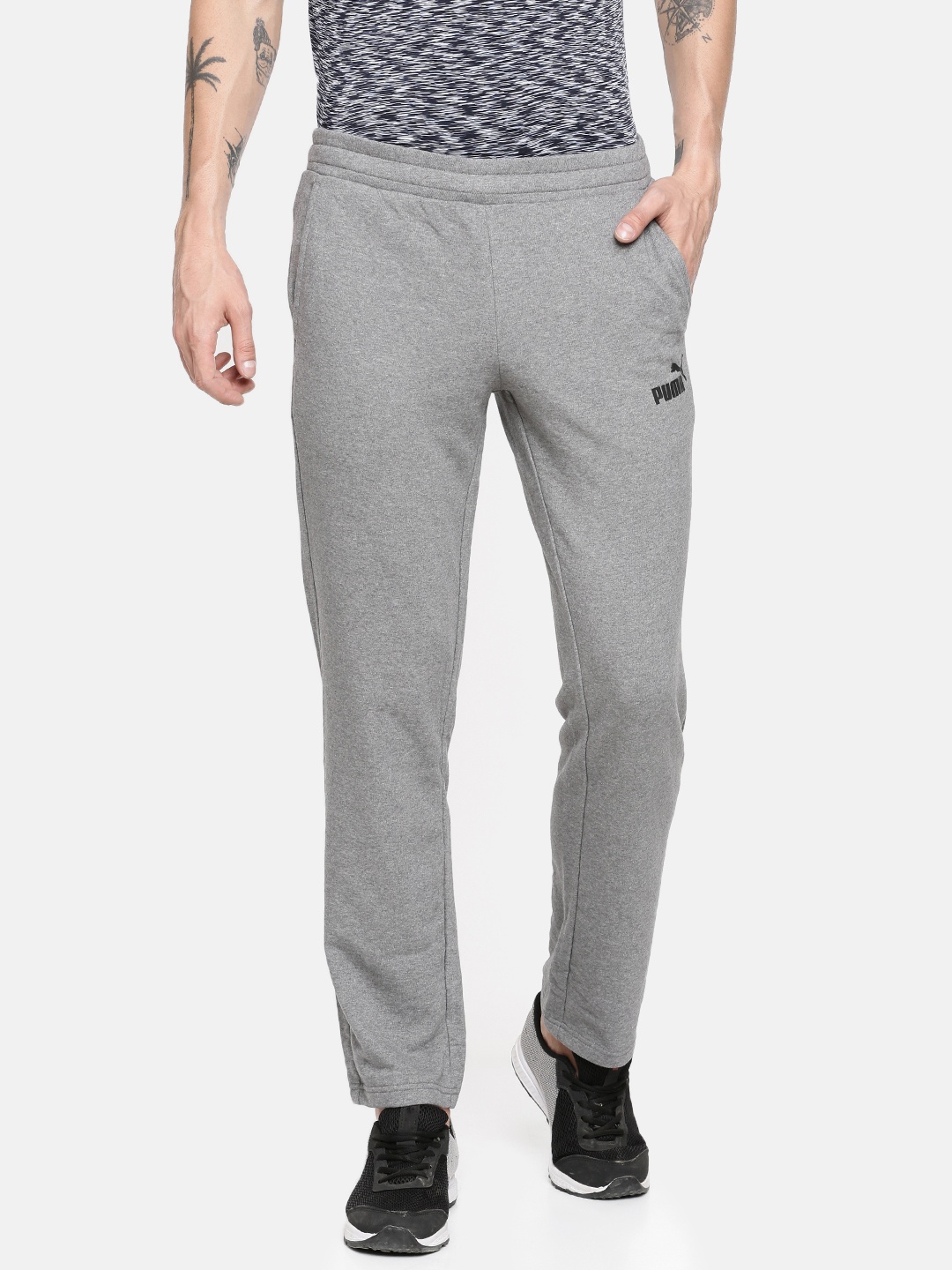 

Puma Men Grey Melange Solid ESS Logo Pants TR op Slim Fit Track Pants