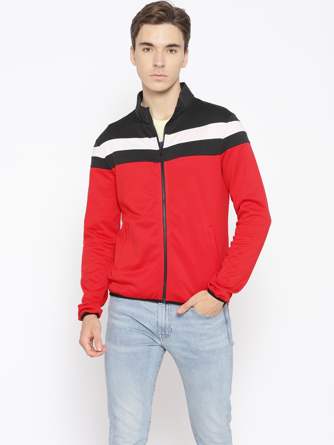 

Flying Machine Men Red & Black Colourblocked Tailored Jacket