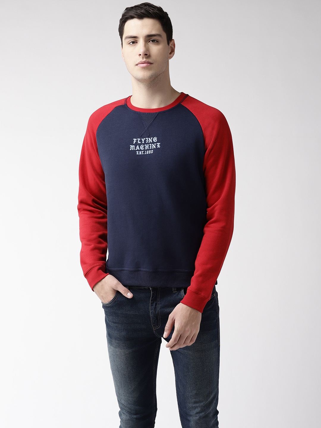 

Flying Machine Men Navy Blue Solid Sweatshirt