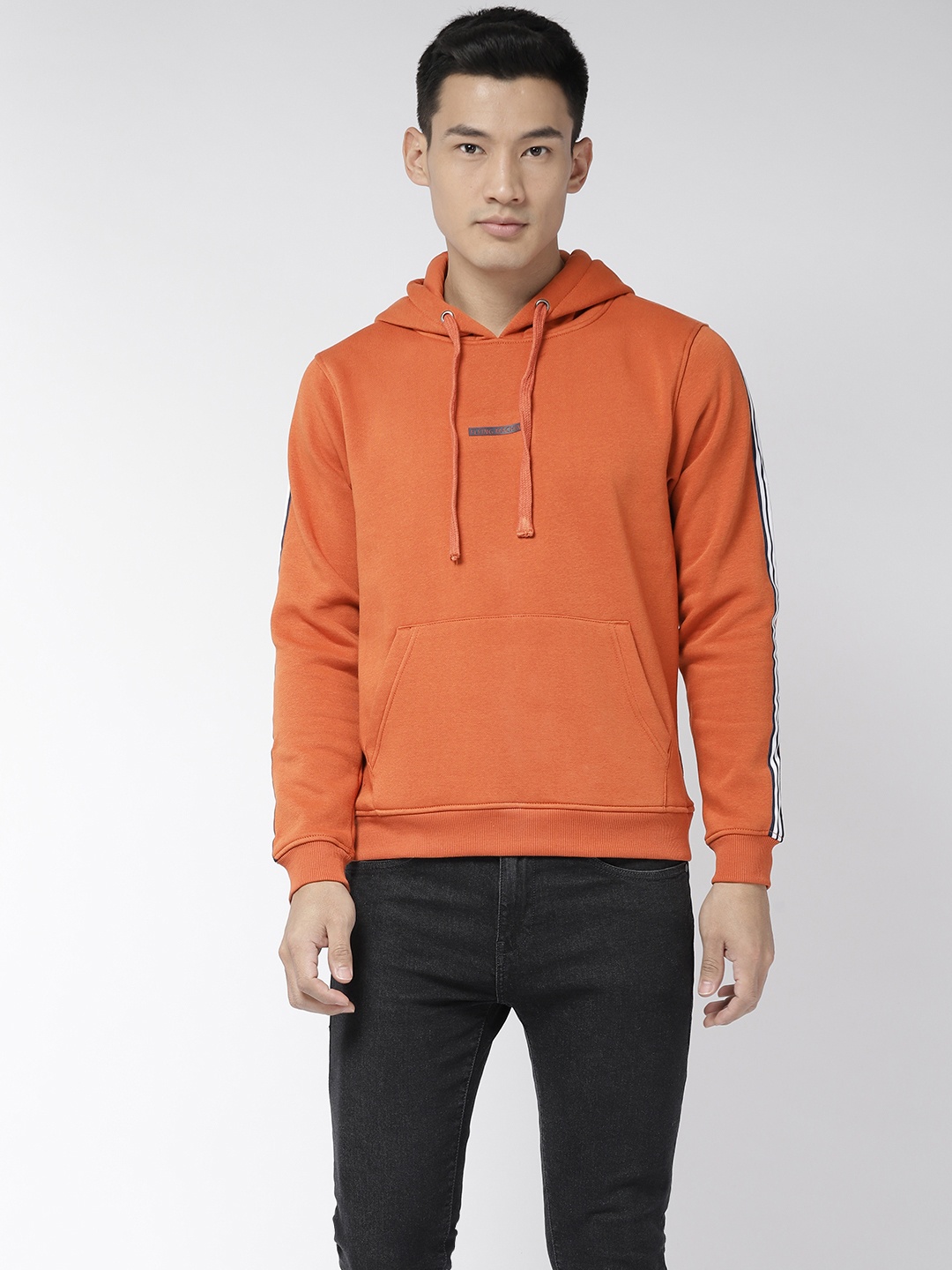 

Flying Machine Men Rust Orange Solid Hooded Sweatshirt