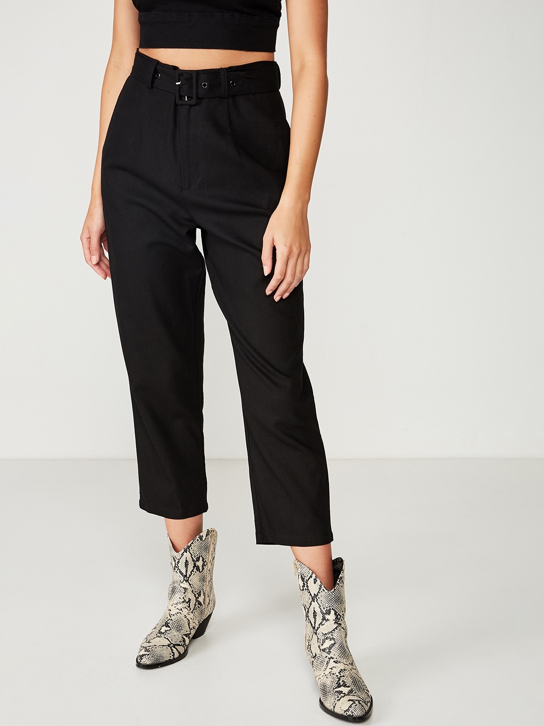 

COTTON ON Women Black Regular Fit Solid Peg Trousers