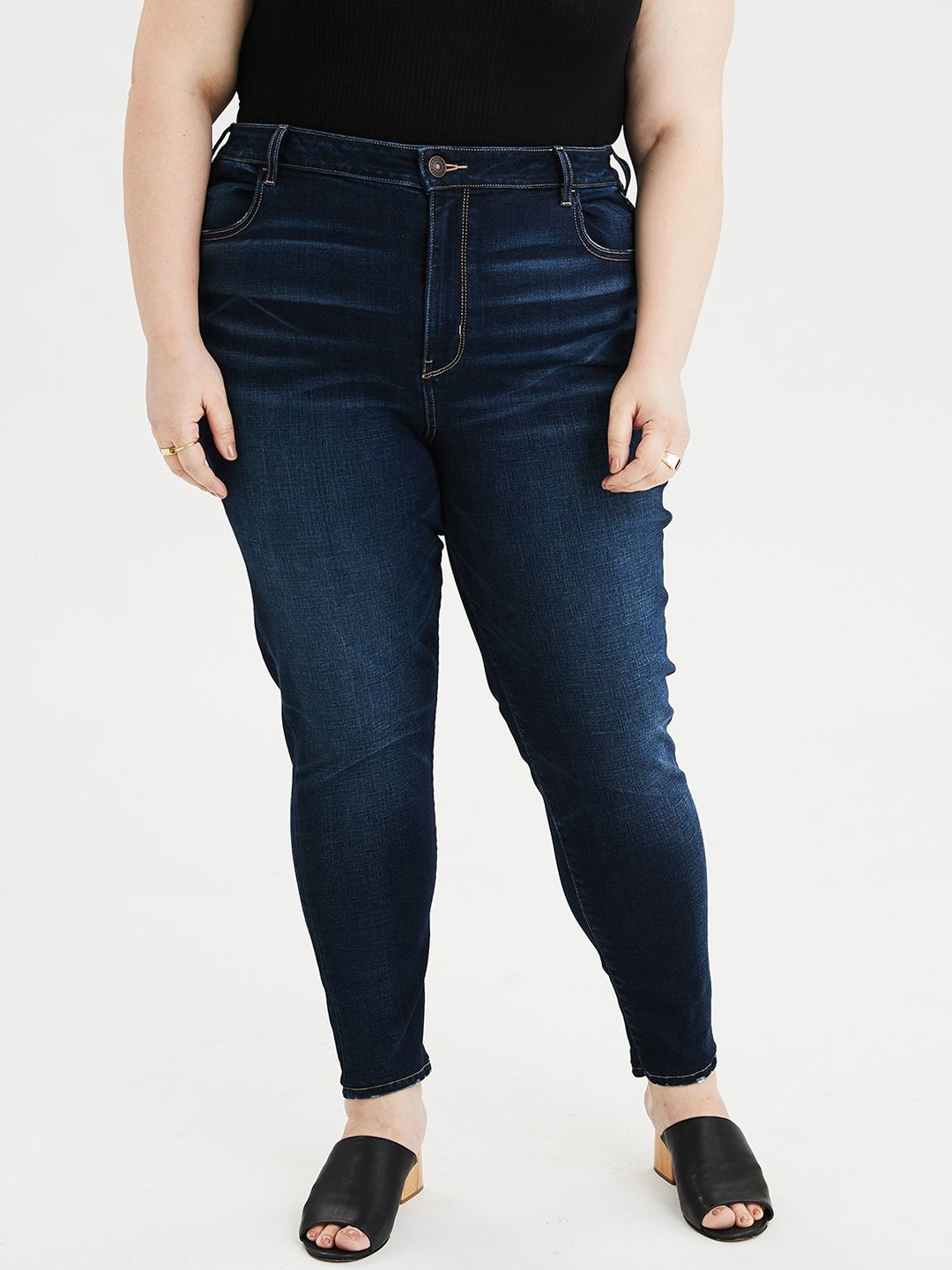

AMERICAN EAGLE OUTFITTERS Women Blue Regular Fit High-Rise Stretchable Jeans