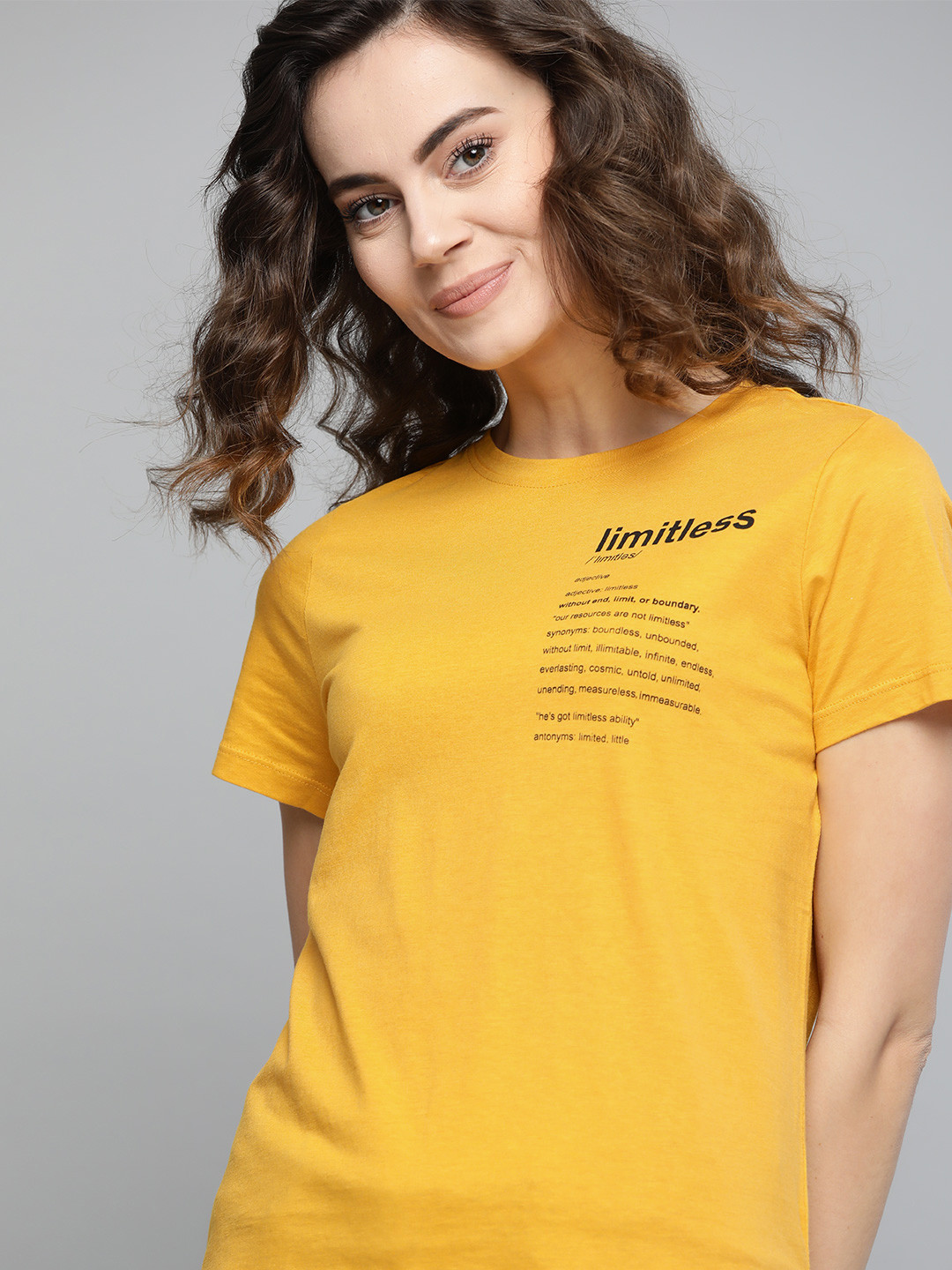 

Mast & Harbour Women Mustard Yellow Solid Round Neck High-Low T-shirt