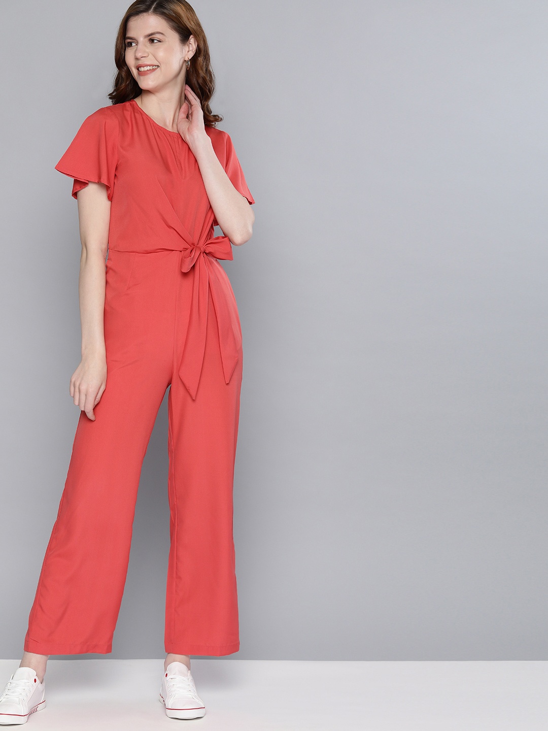 

Mast & Harbour Women Pink Solid Basic Jumpsuit