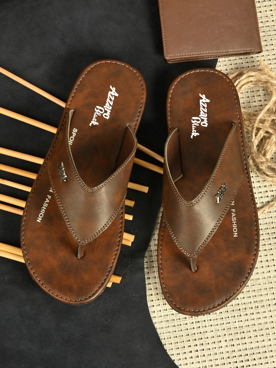 

Azzaro Black Men Brown Sandals