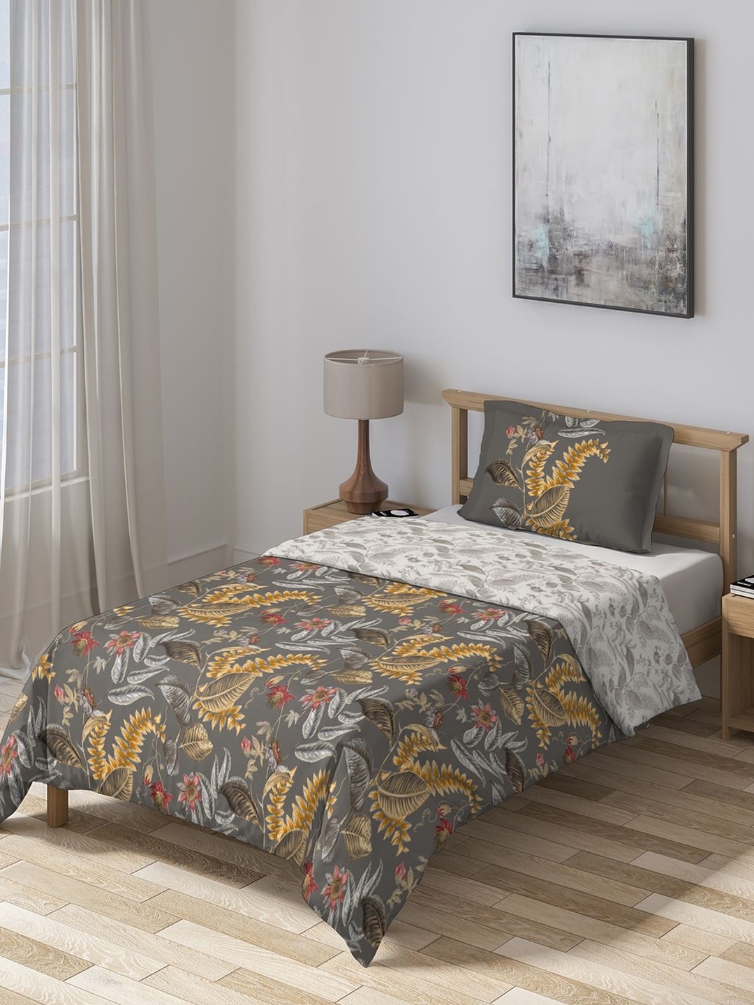 

DDecor Grey Ethnic Motifs Mid Winter 150 GSM Single Bed Comforter