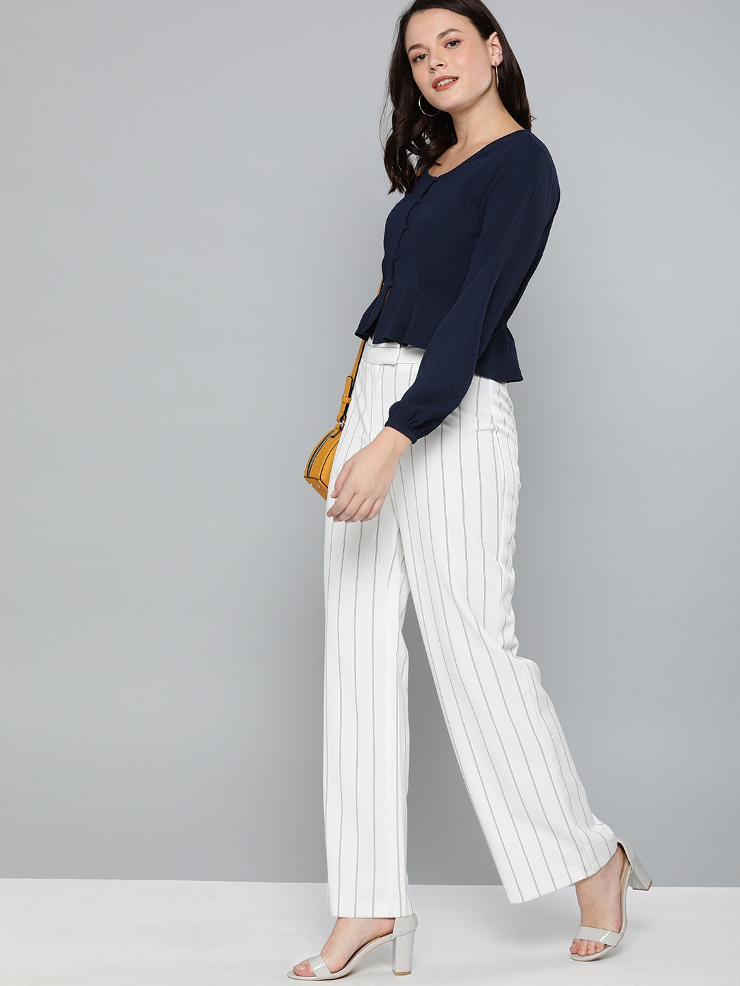 

Mast & Harbour Women Navy Blue Solid Regular Top