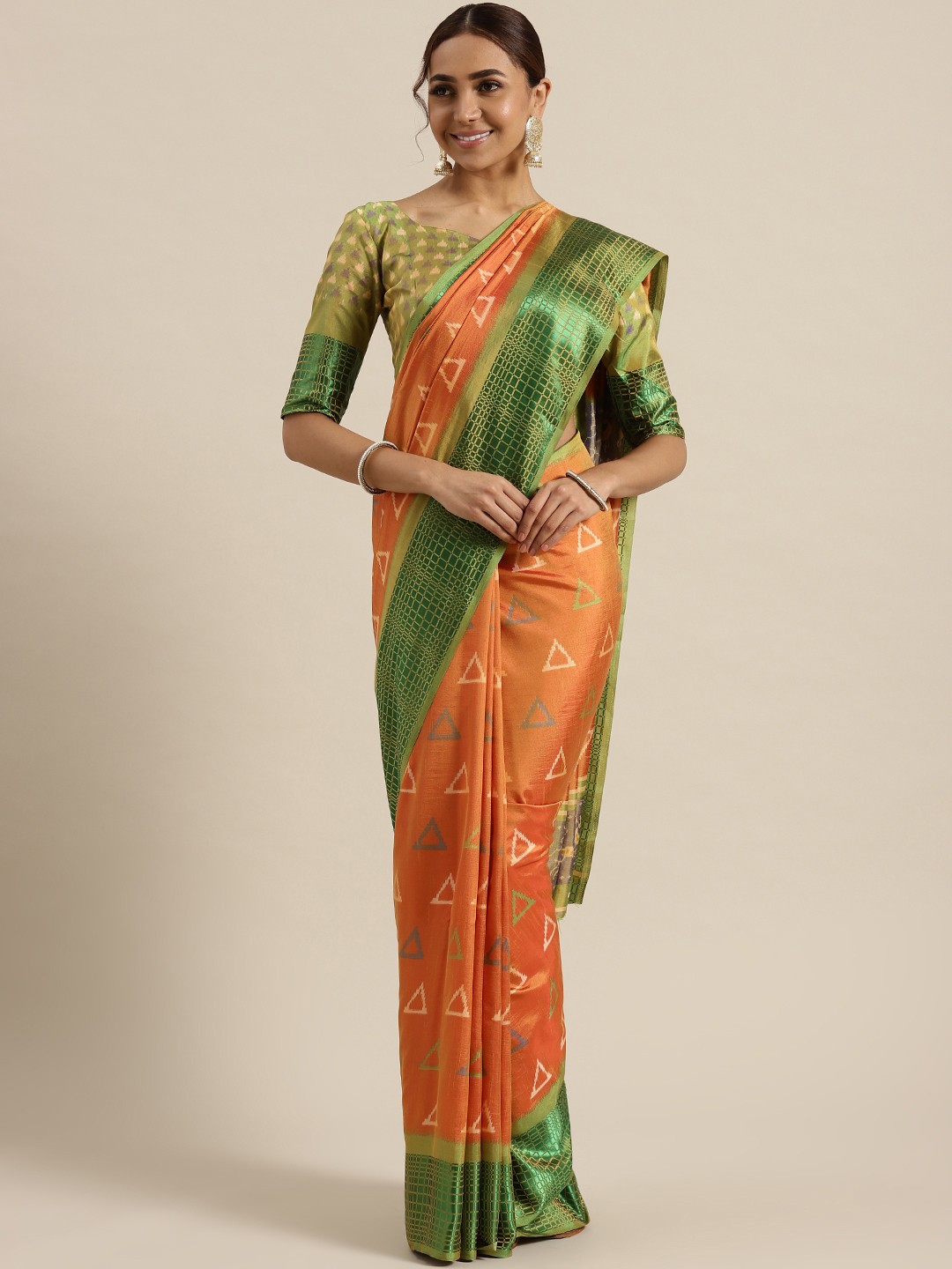 

Saree mall Orange Printed Saree