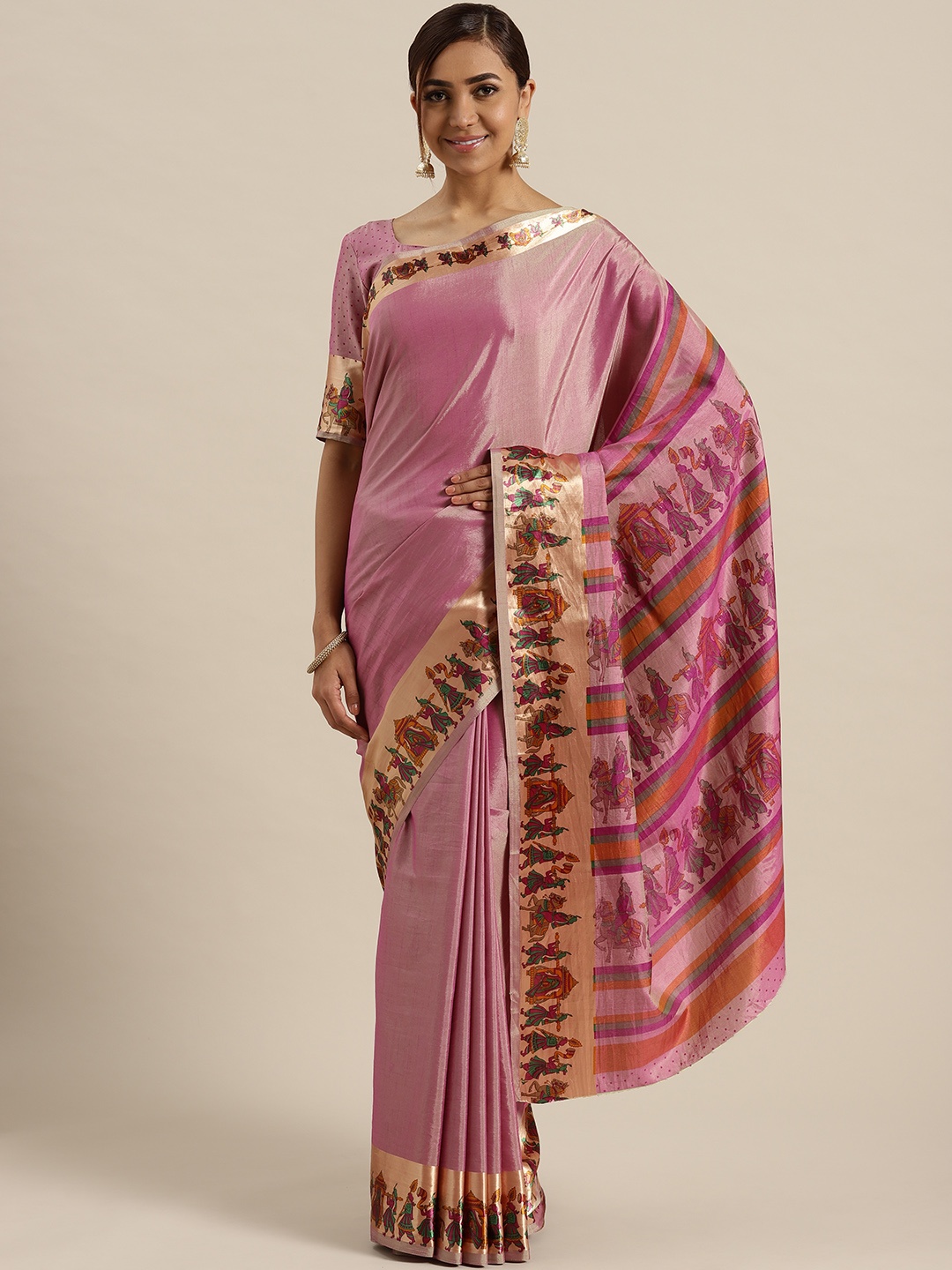 

Saree mall Pink Solid Saree